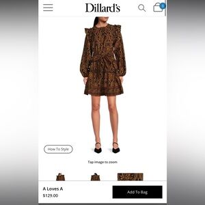 A loved A navy and gold printed mini dress